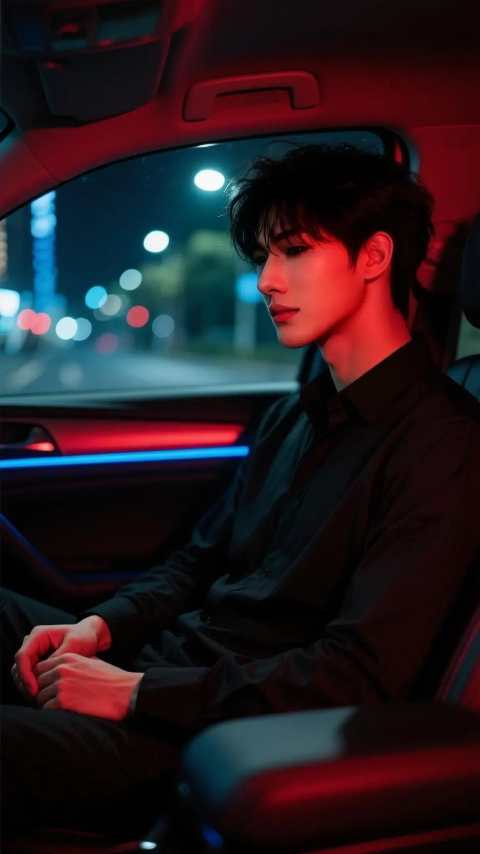 ai character: sad boy  background