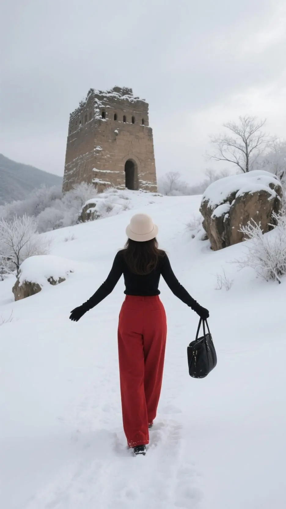 ai character: hh snow day  background