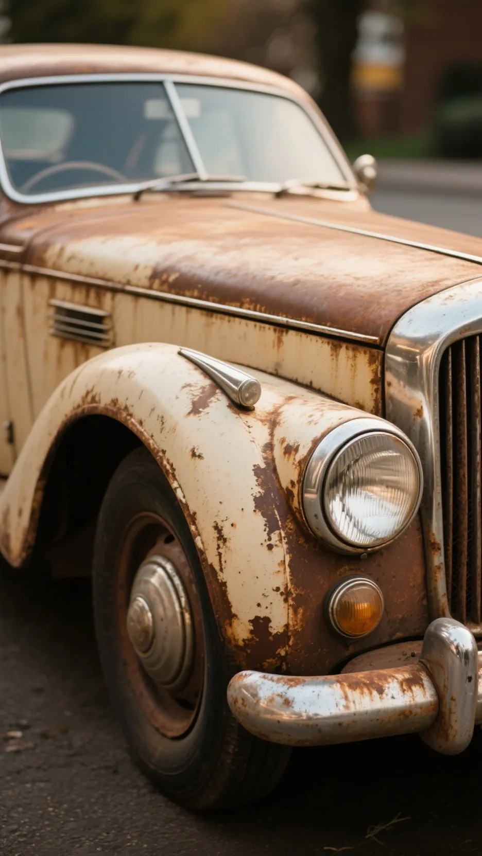 ai character: Old car background