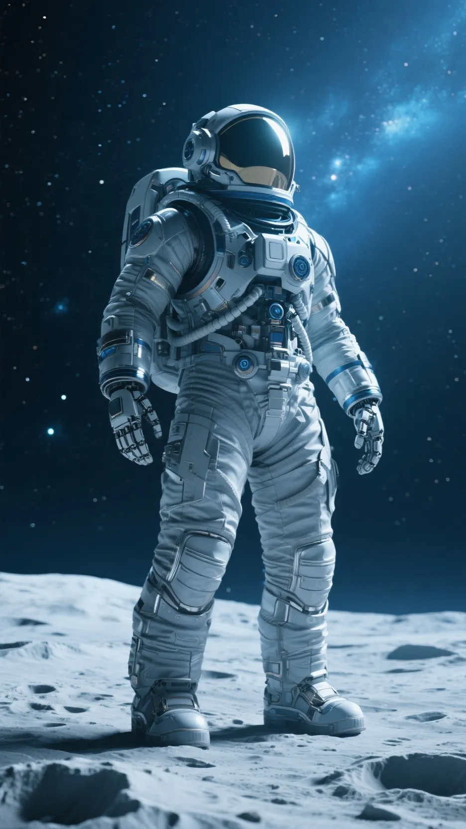 ai character: giant astronaut  background