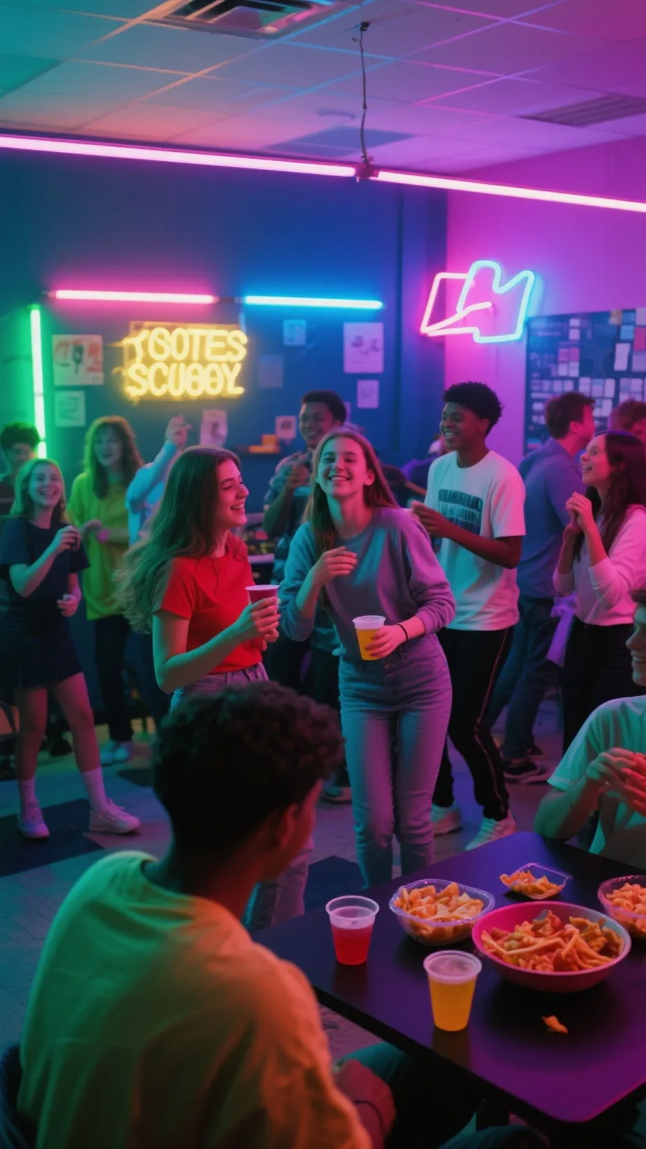 ai character: High school party  background