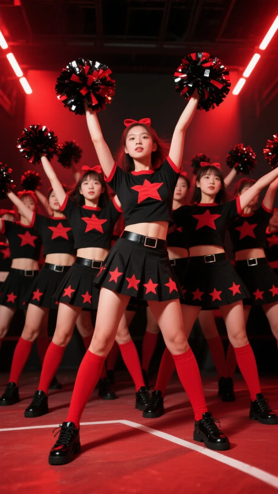 ai character: Red bows background