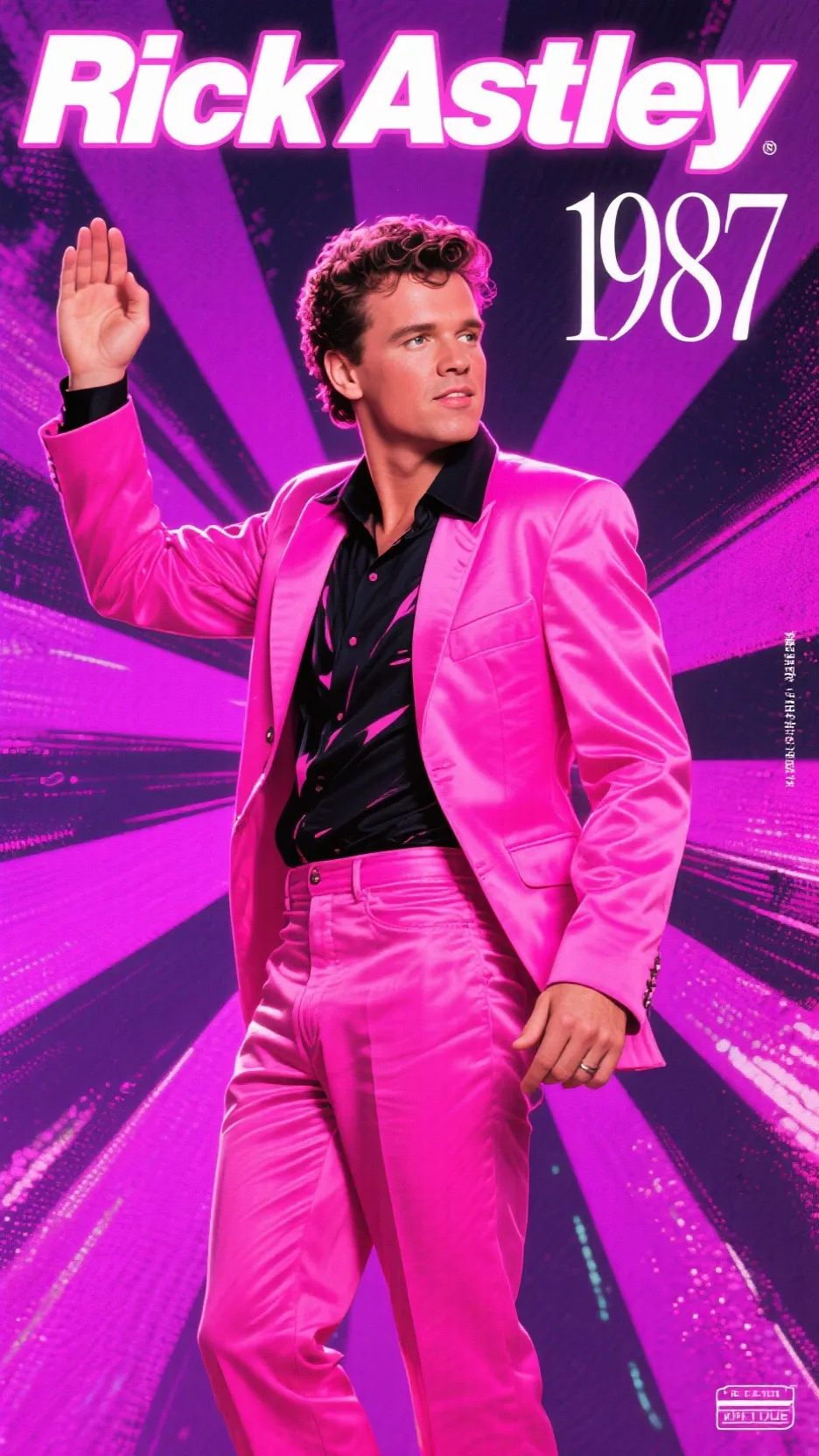 ai character: Rick Astley  background