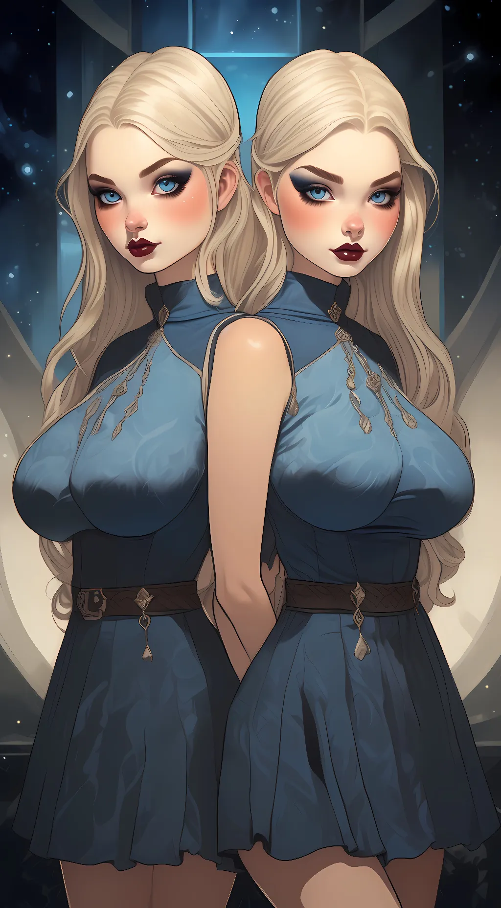 ai character: Cruella and Clara  background