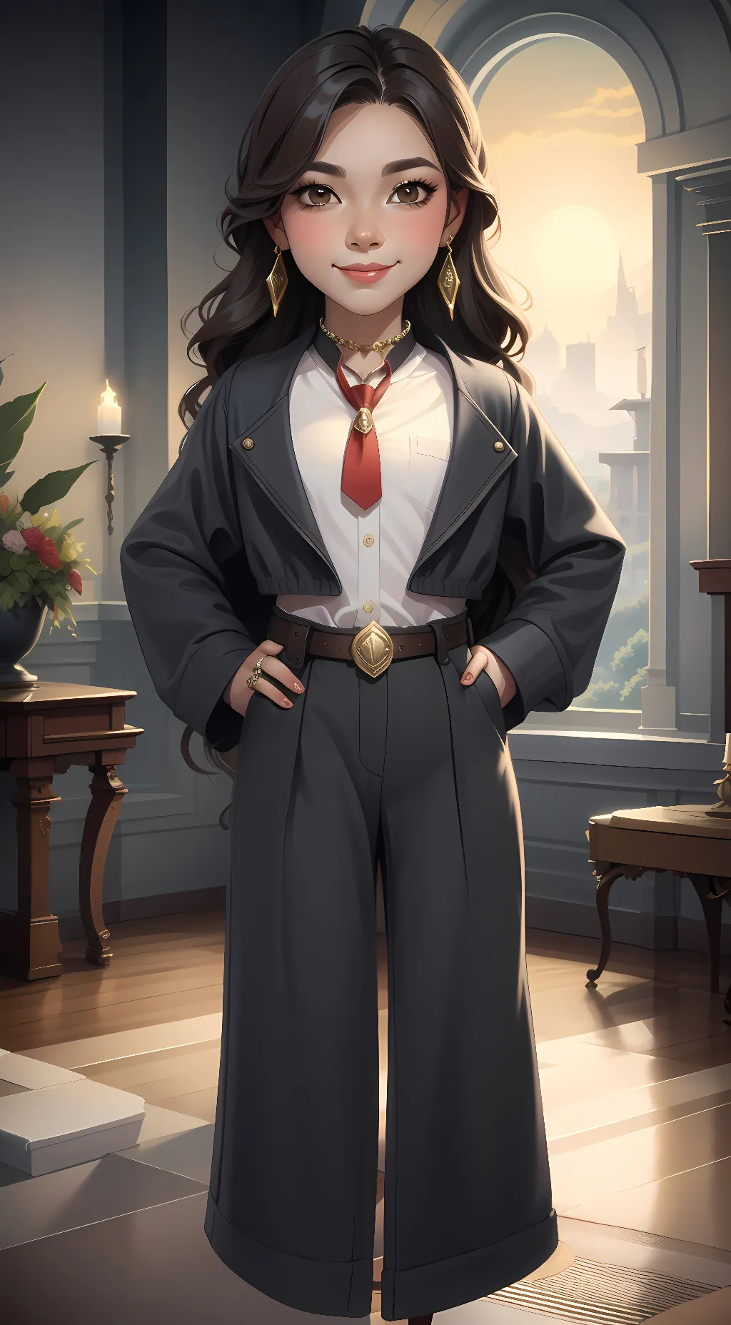 ai character: Tv woman background