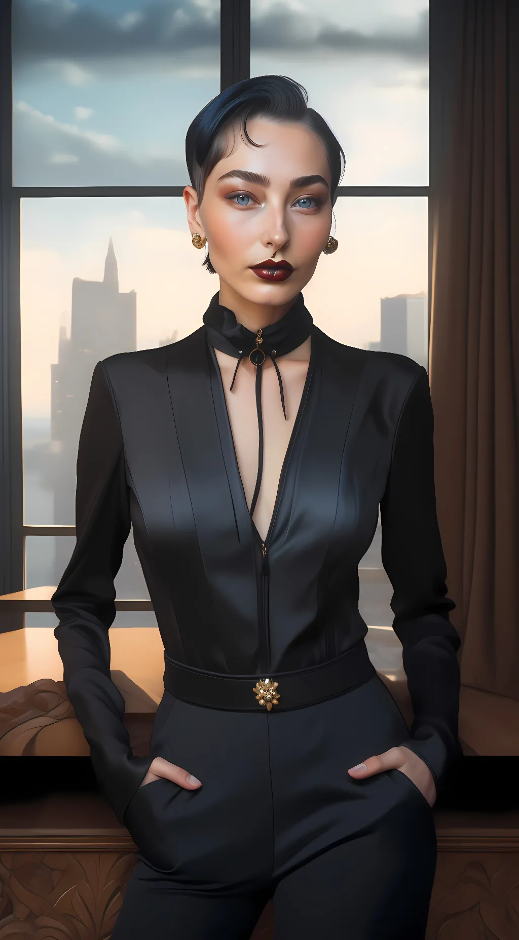 ai character: Rhea Ripley  background