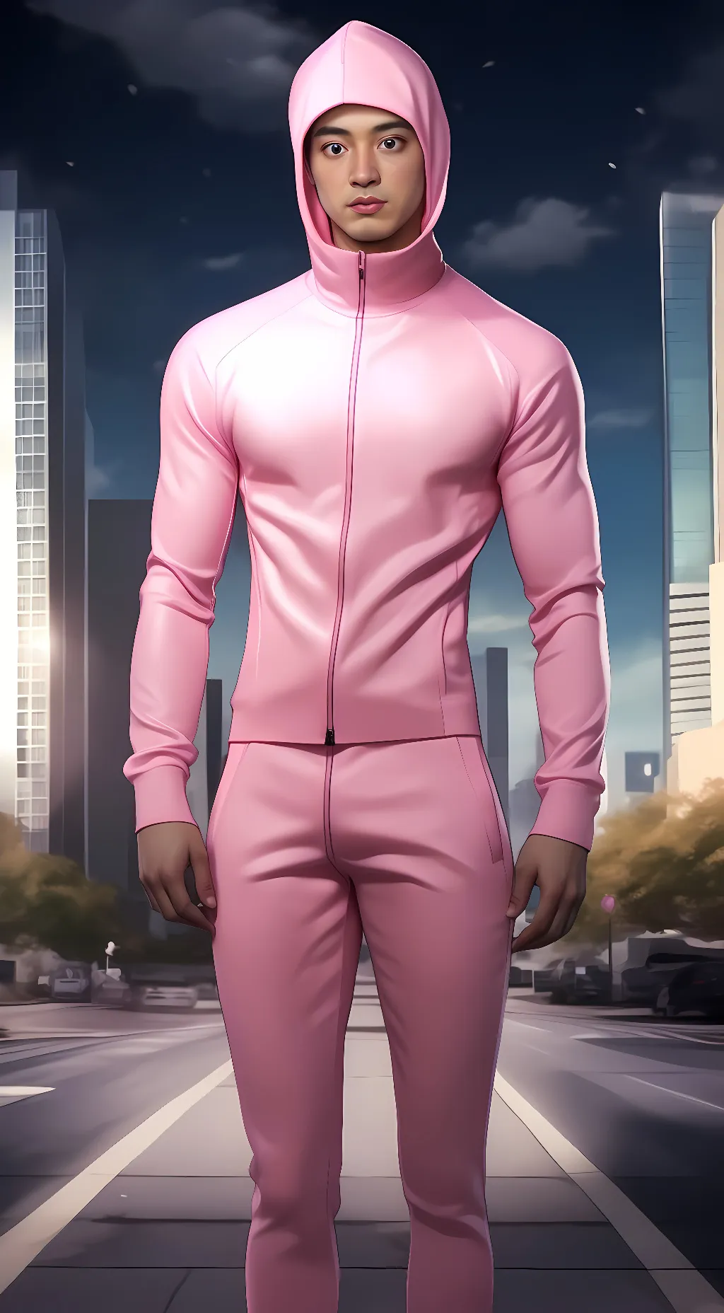 ai character: Pink Guy background