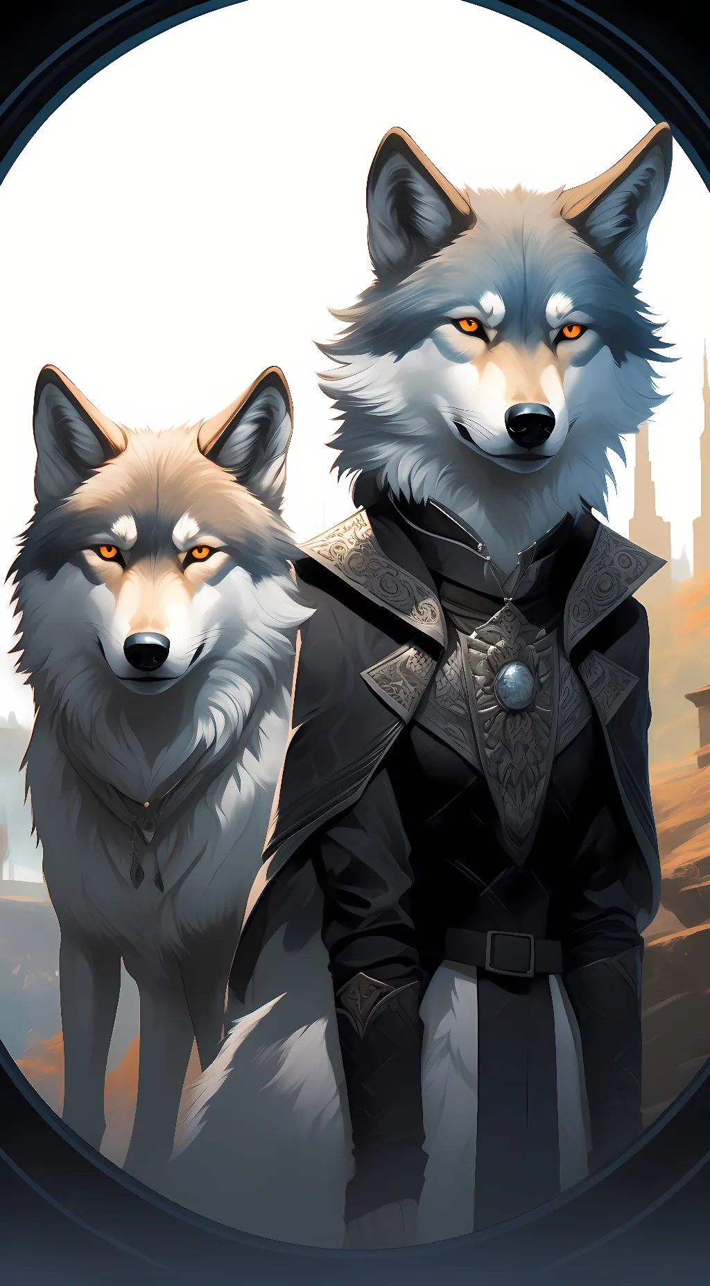 ai character: 3 wolves background