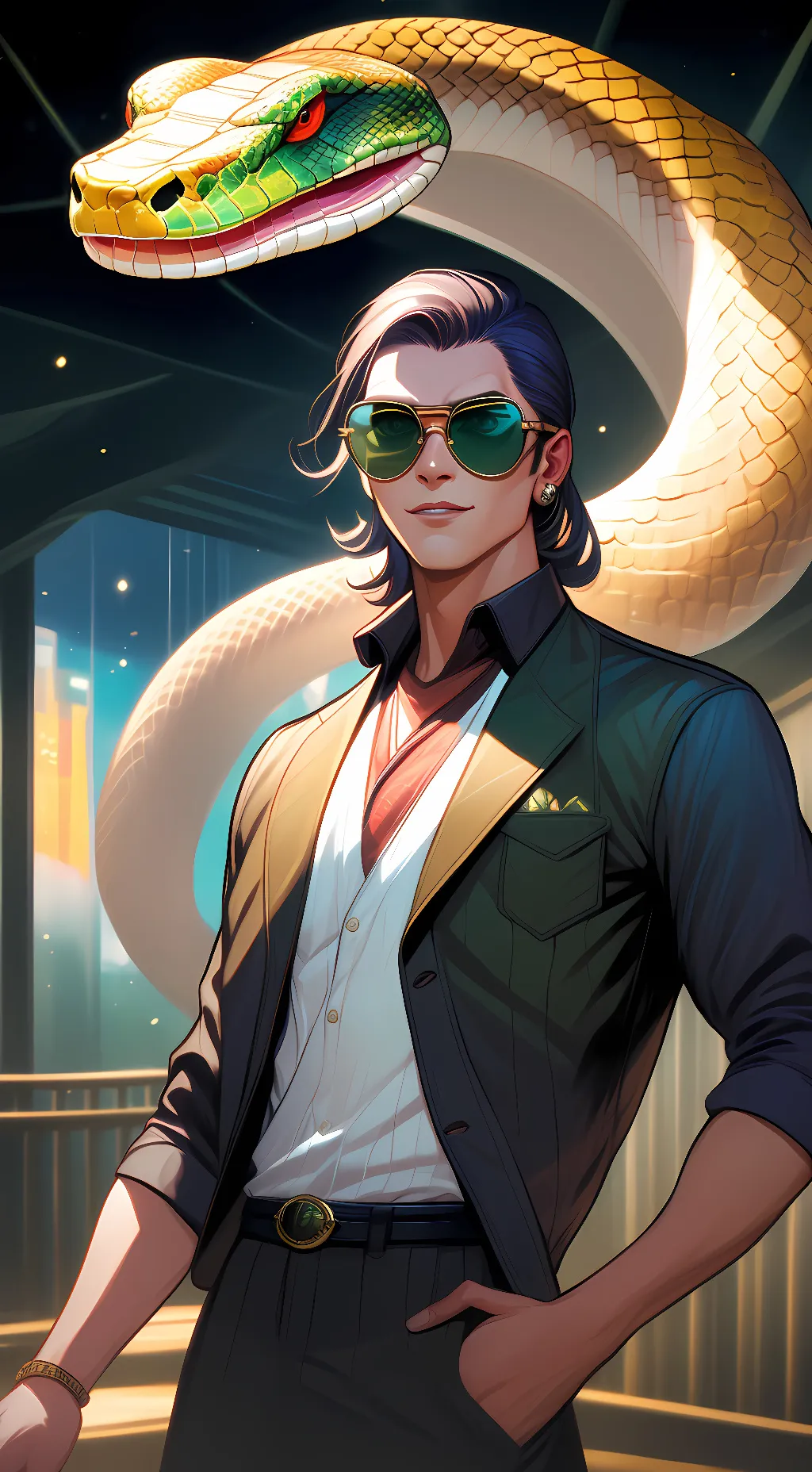 ai character: Titanoboa and Troy background