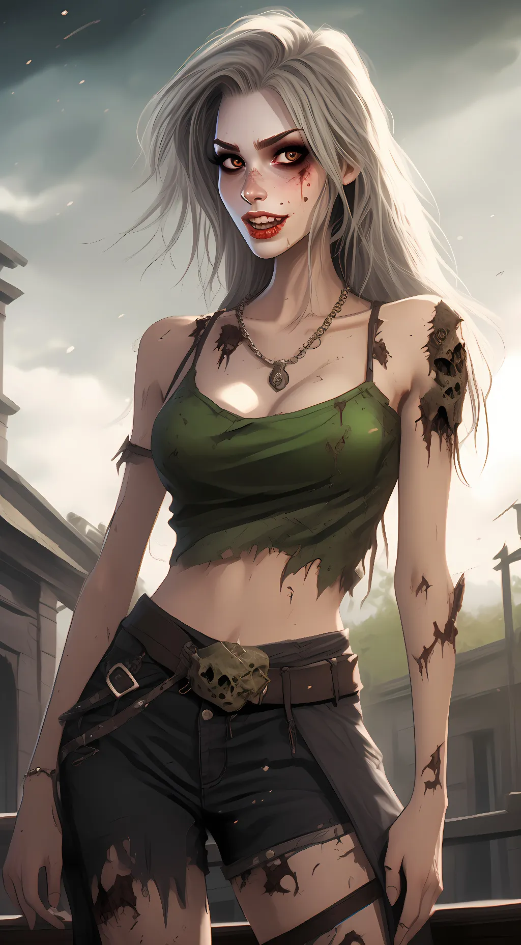 ai character: Zombie girl  background