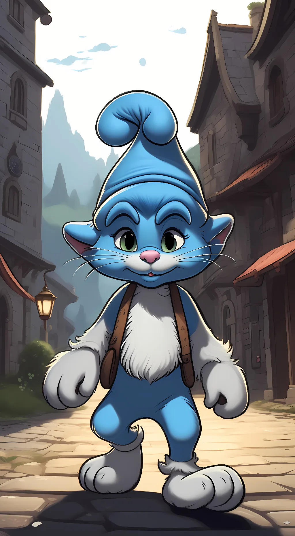 ai character: Smurf cat background