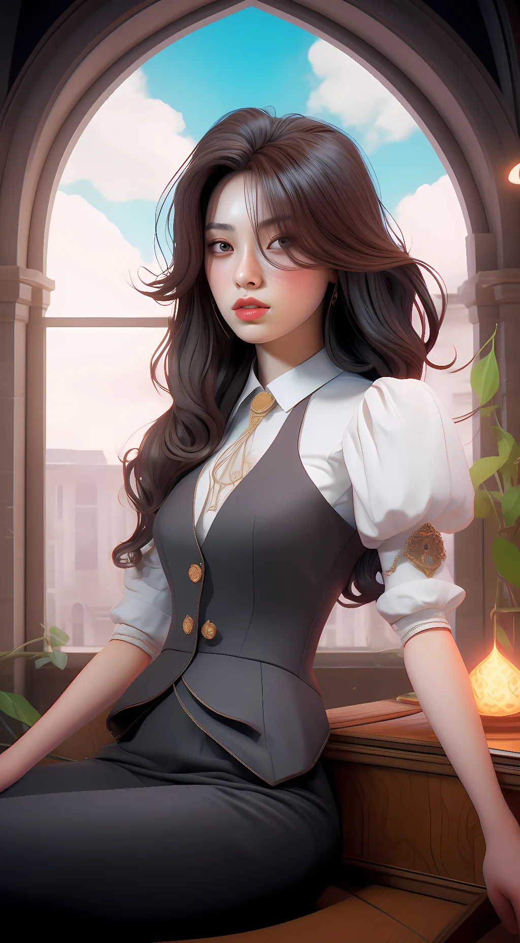 ai character: Ashley  background