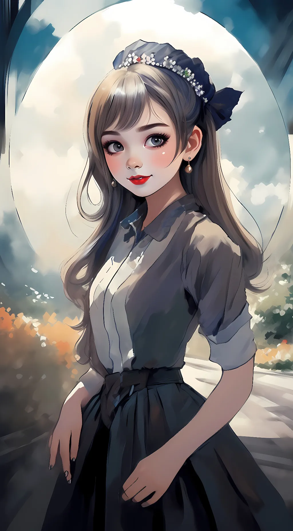 ai character: sunset background