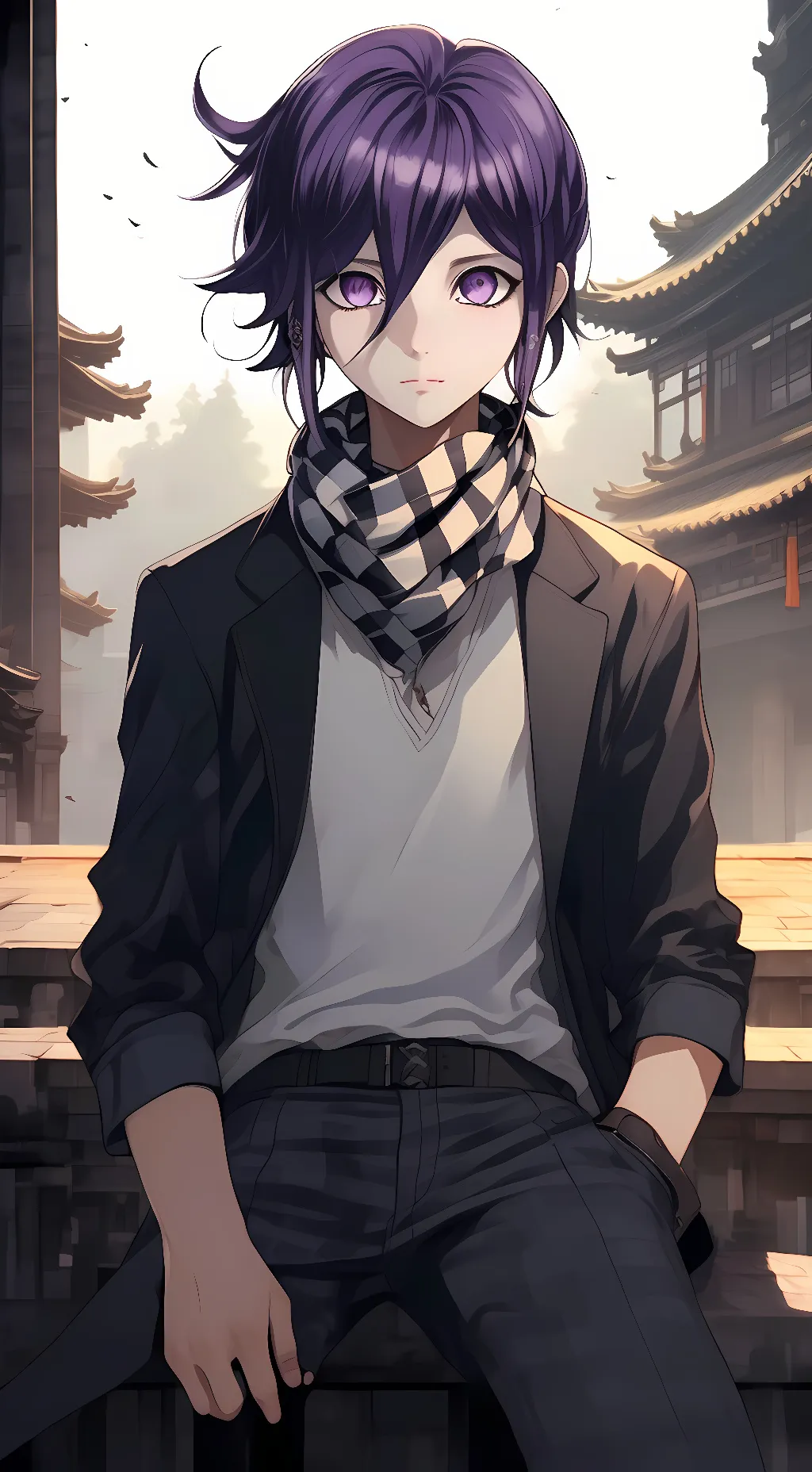 ai character: Kokichi ouma  background