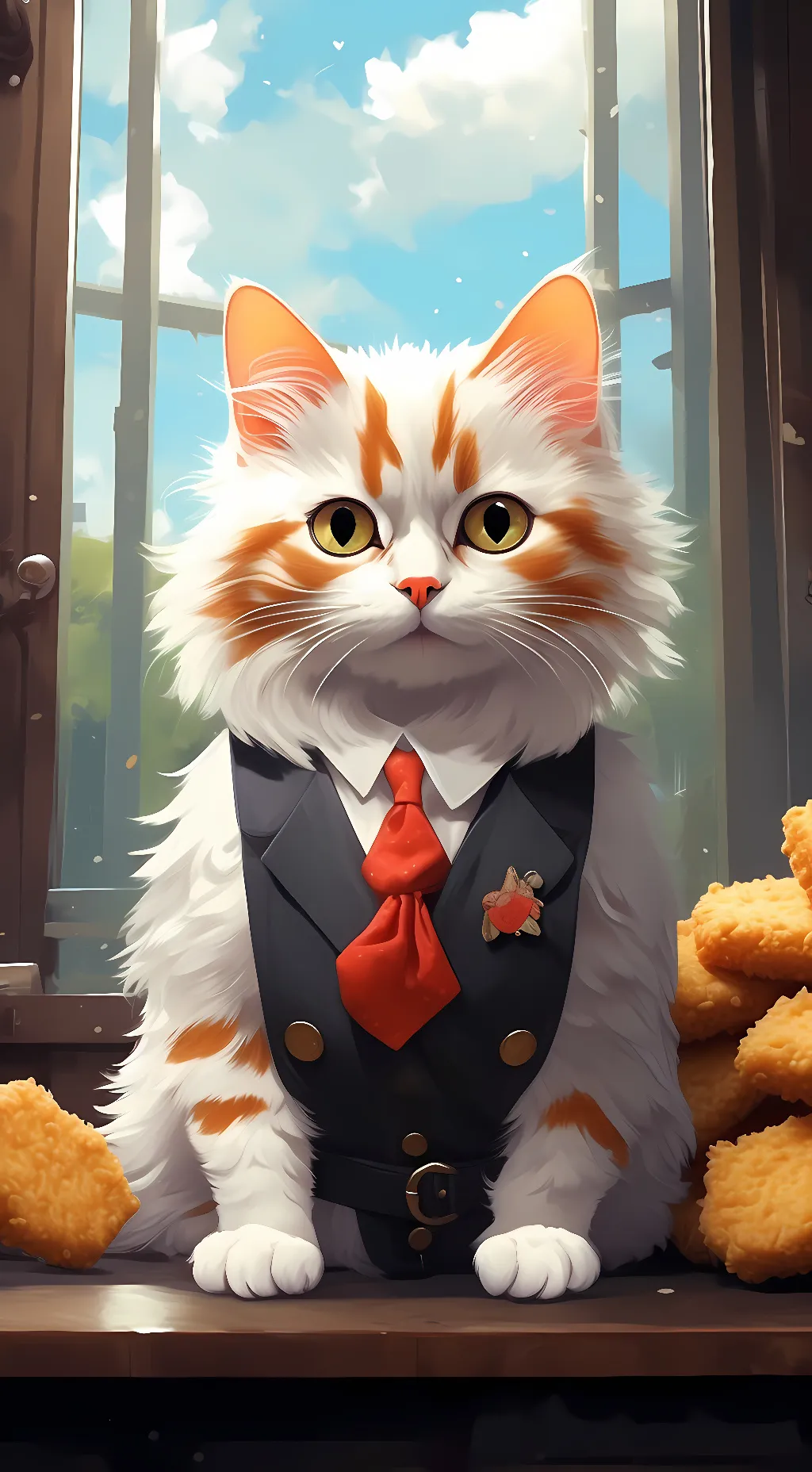 ai character: Chicken NUG cat background