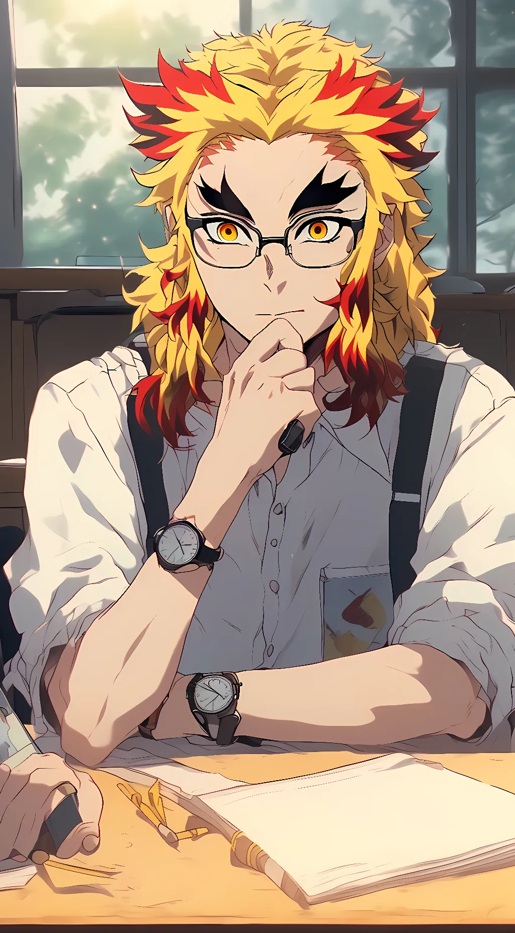 ai character: professor Rengoku  background