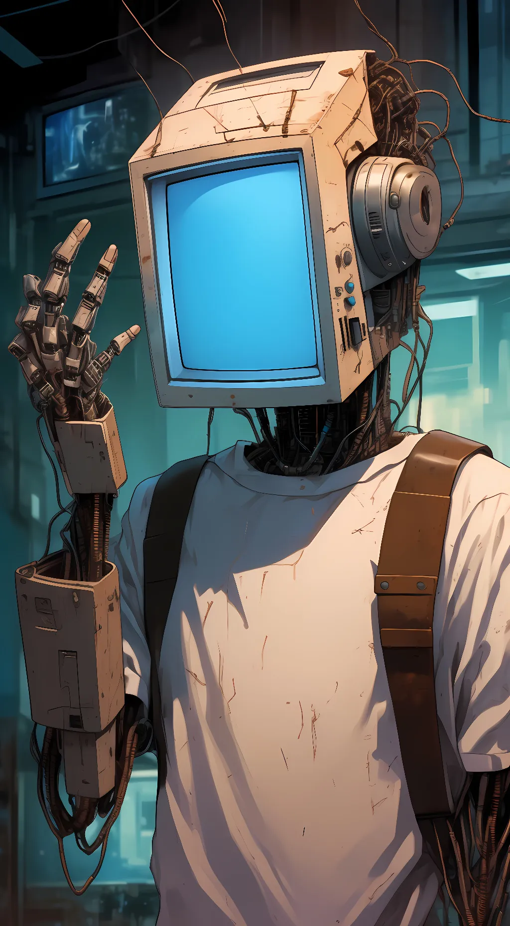 ai character: cerial number 8573 background