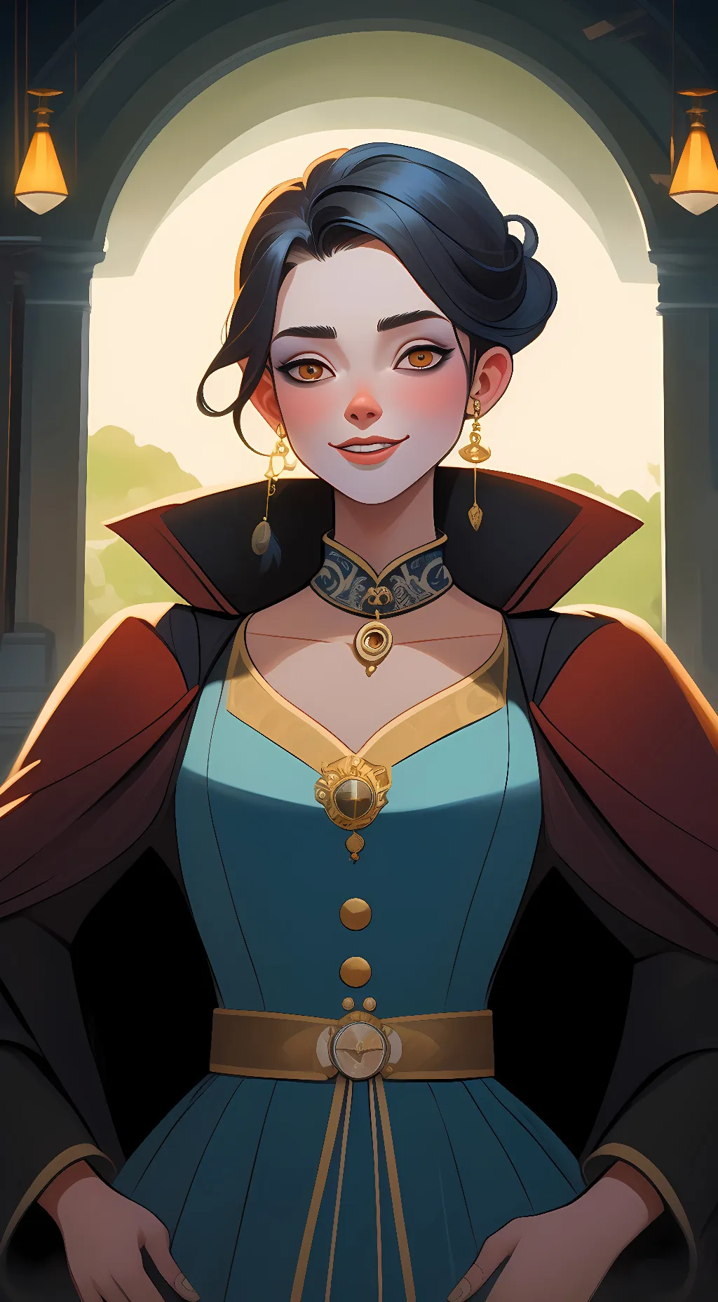 ai character: Nice lady  background