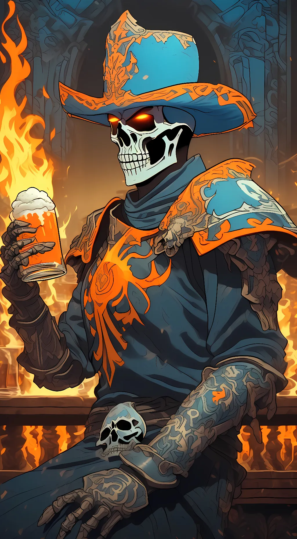 ai character: Mexican skeleton background