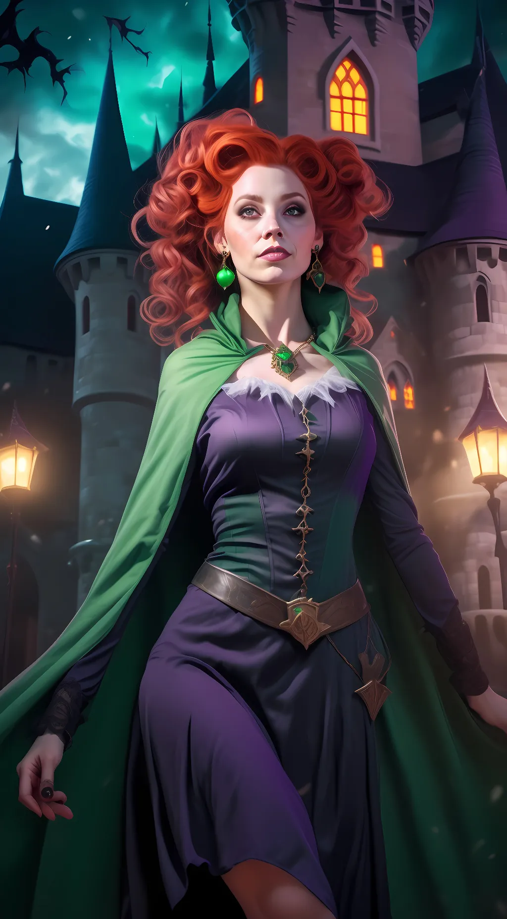 ai character: Young Winifred  background