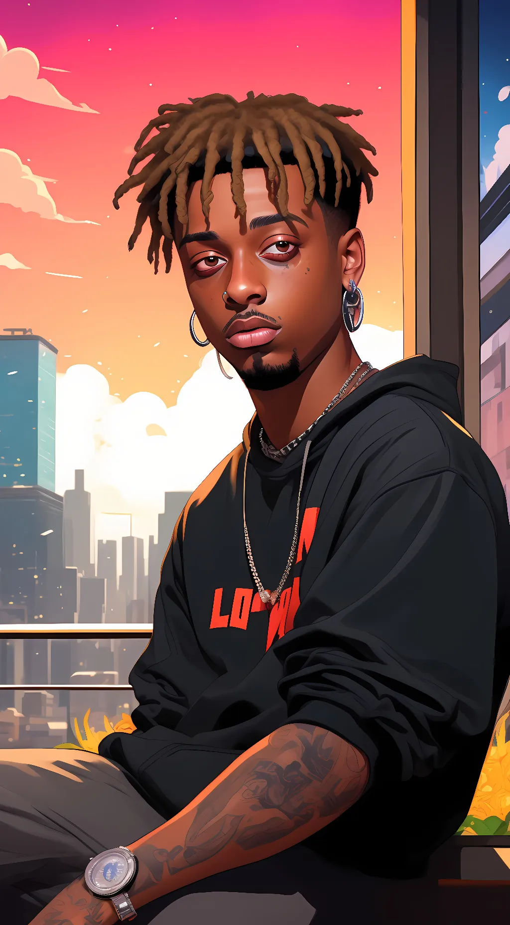 ai character: juice wrld background