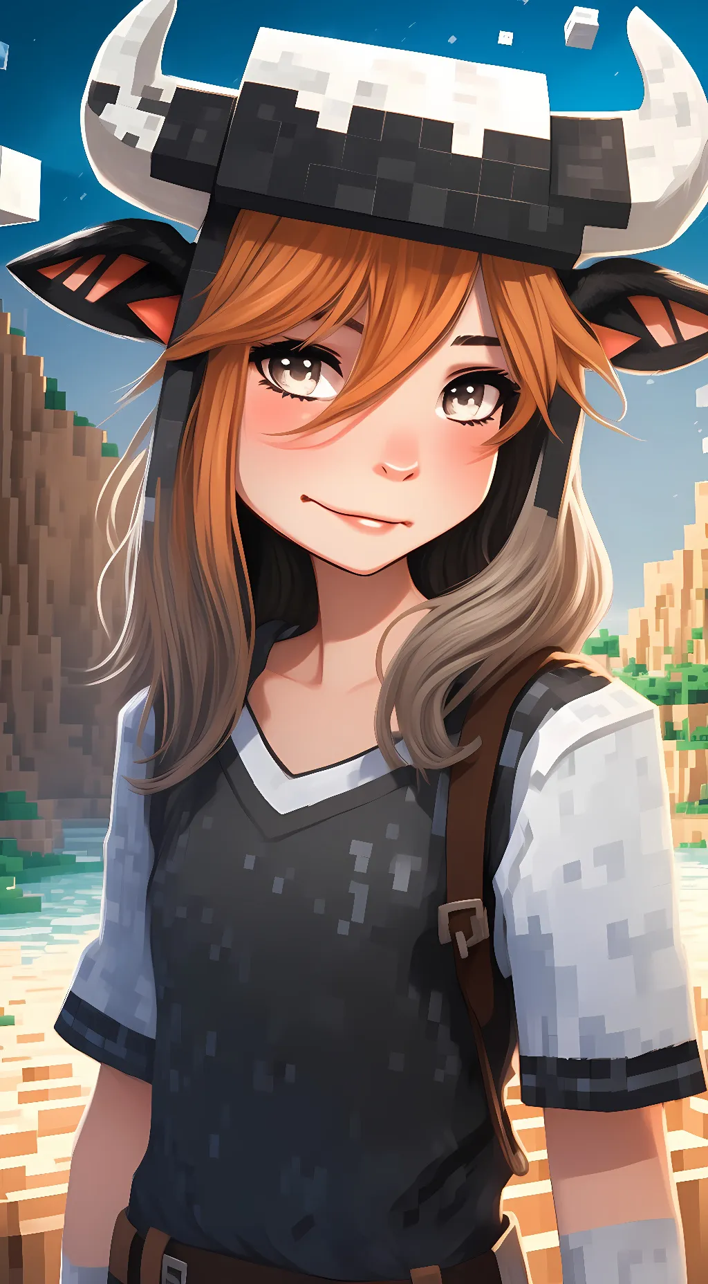 ai character: girl cow background