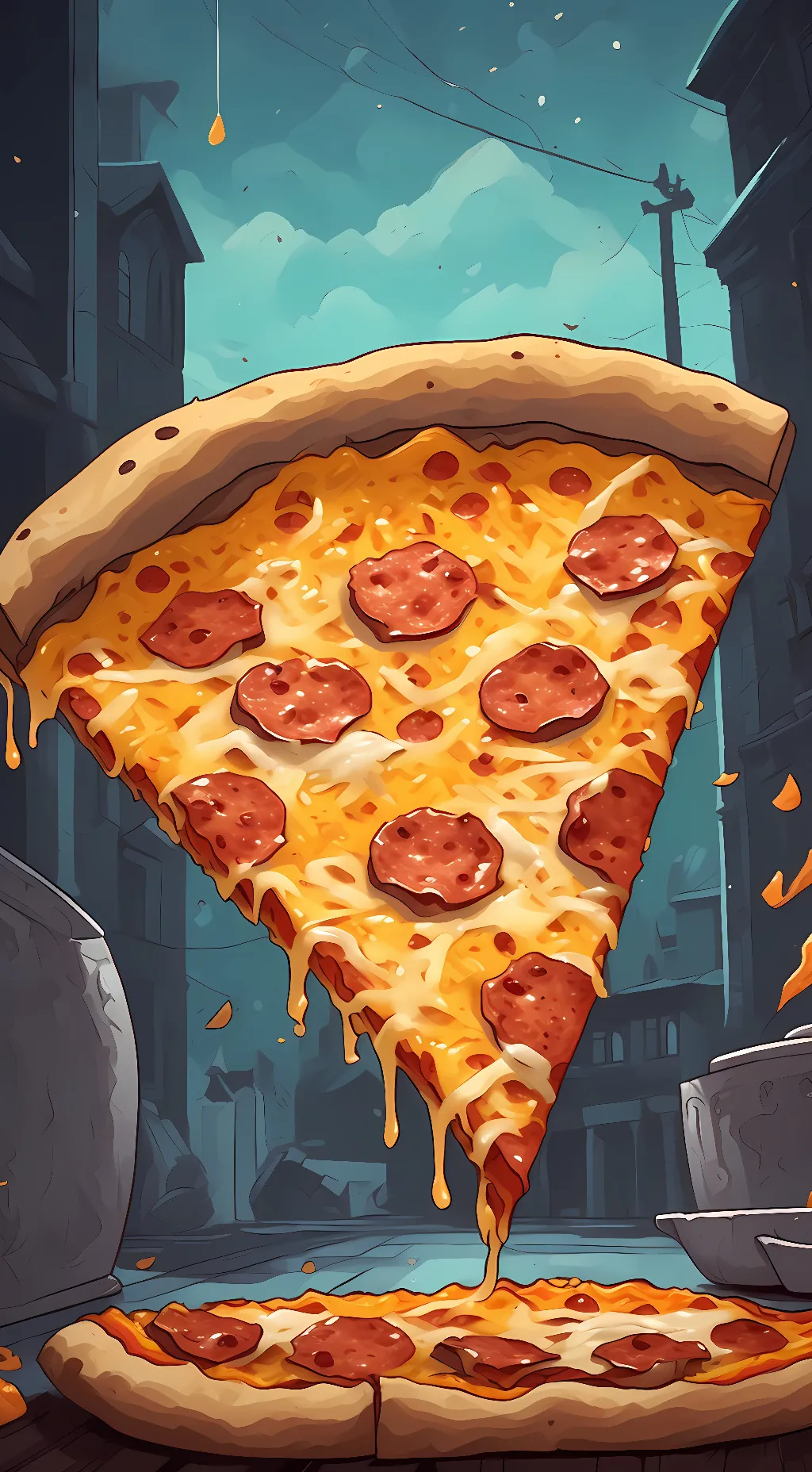 ai character: I slice of pizza background