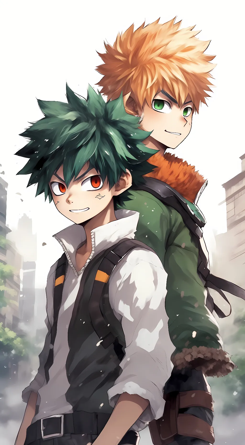 ai character: Bakugo and Deku background