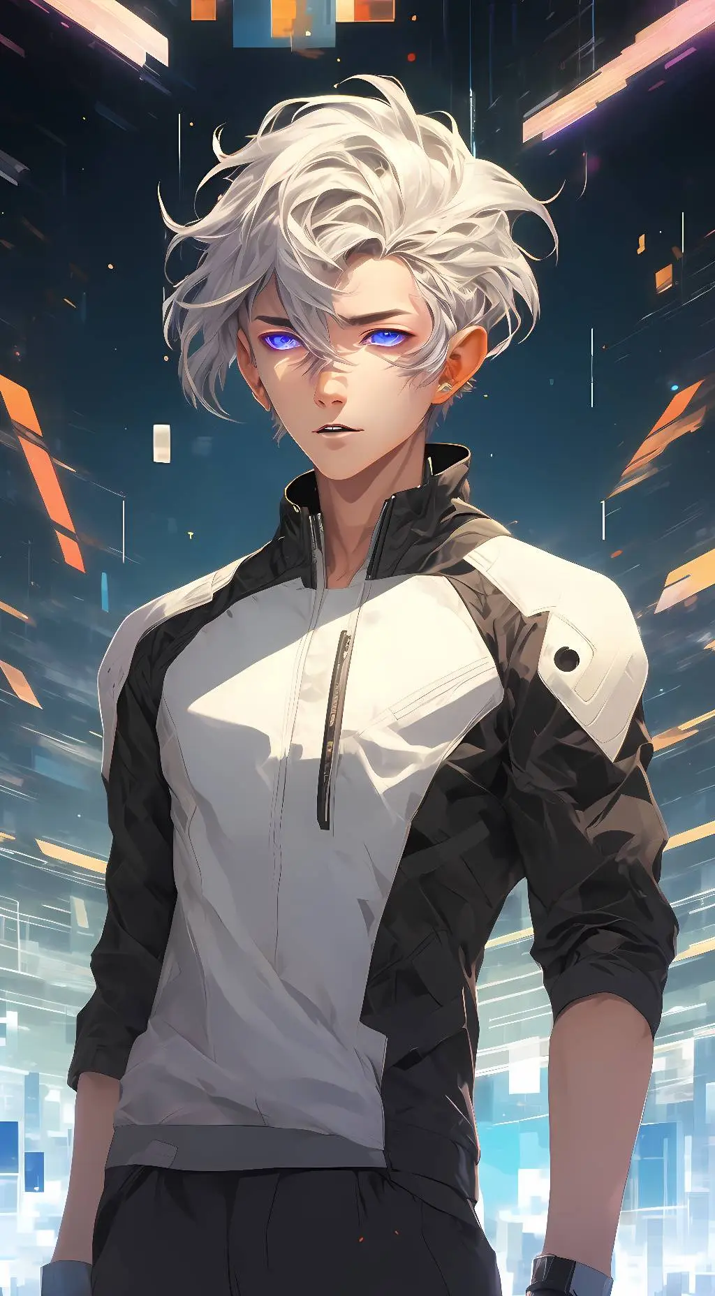 ai character: Glitch(human form) background