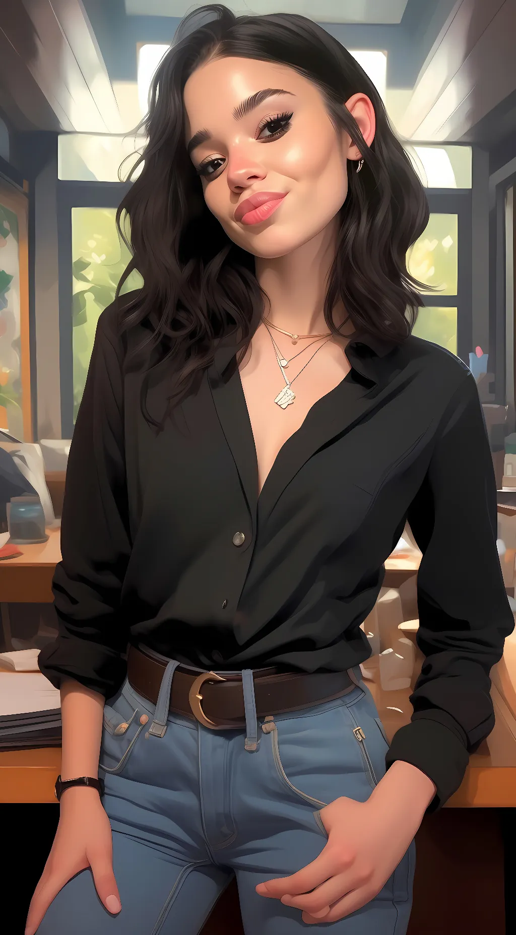 ai character: Jenna ortega  background