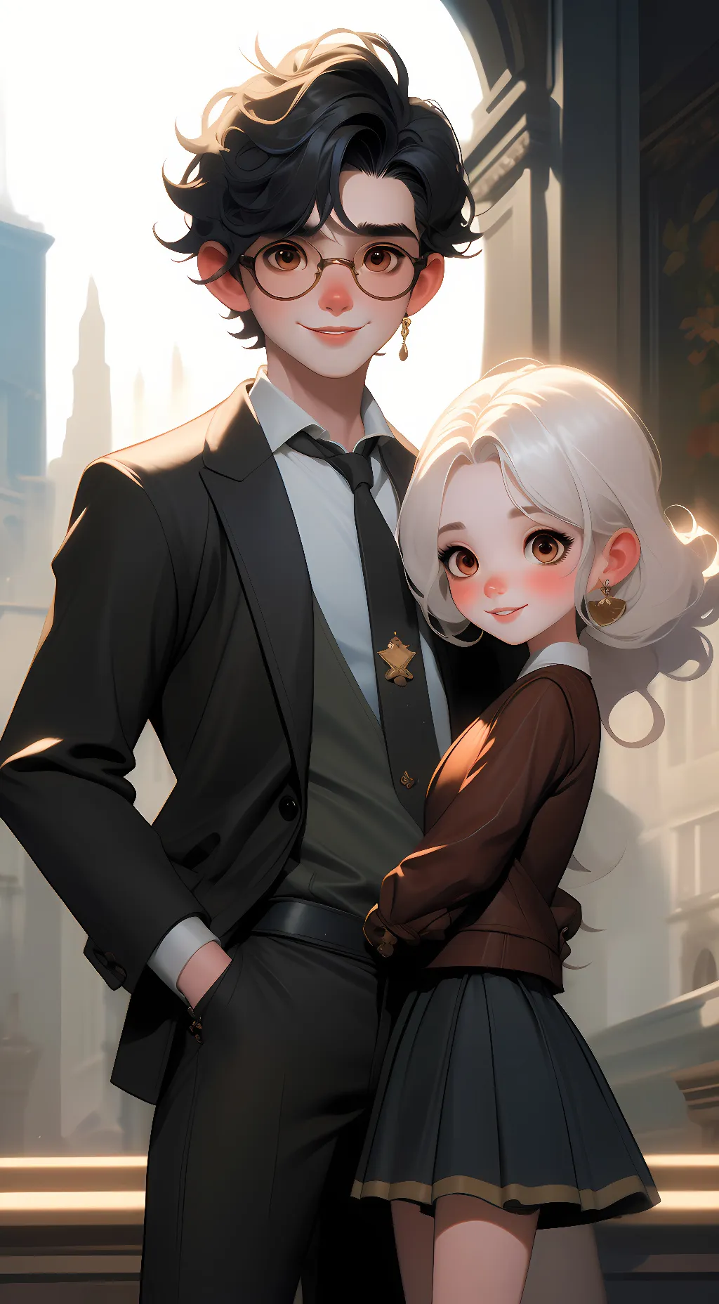 ai character: Katie and Eric  background