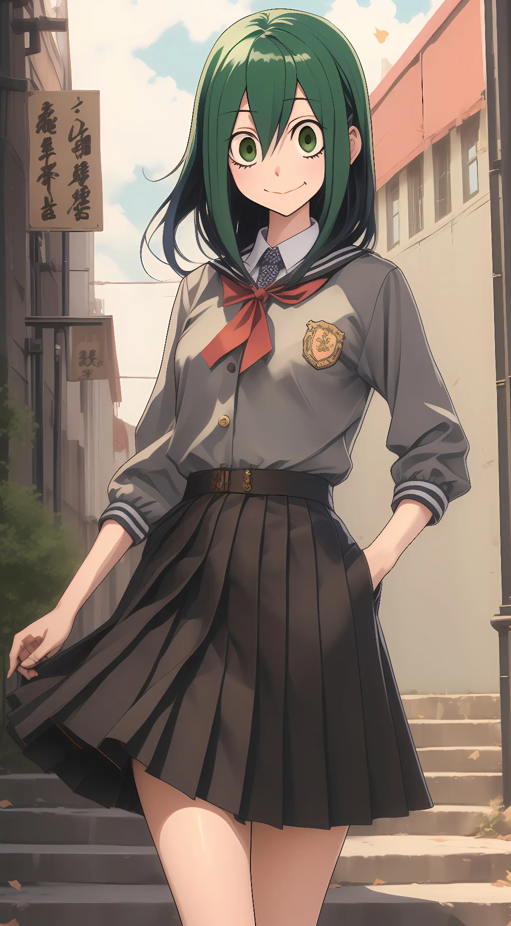 ai character: Tsuyu Asui  background