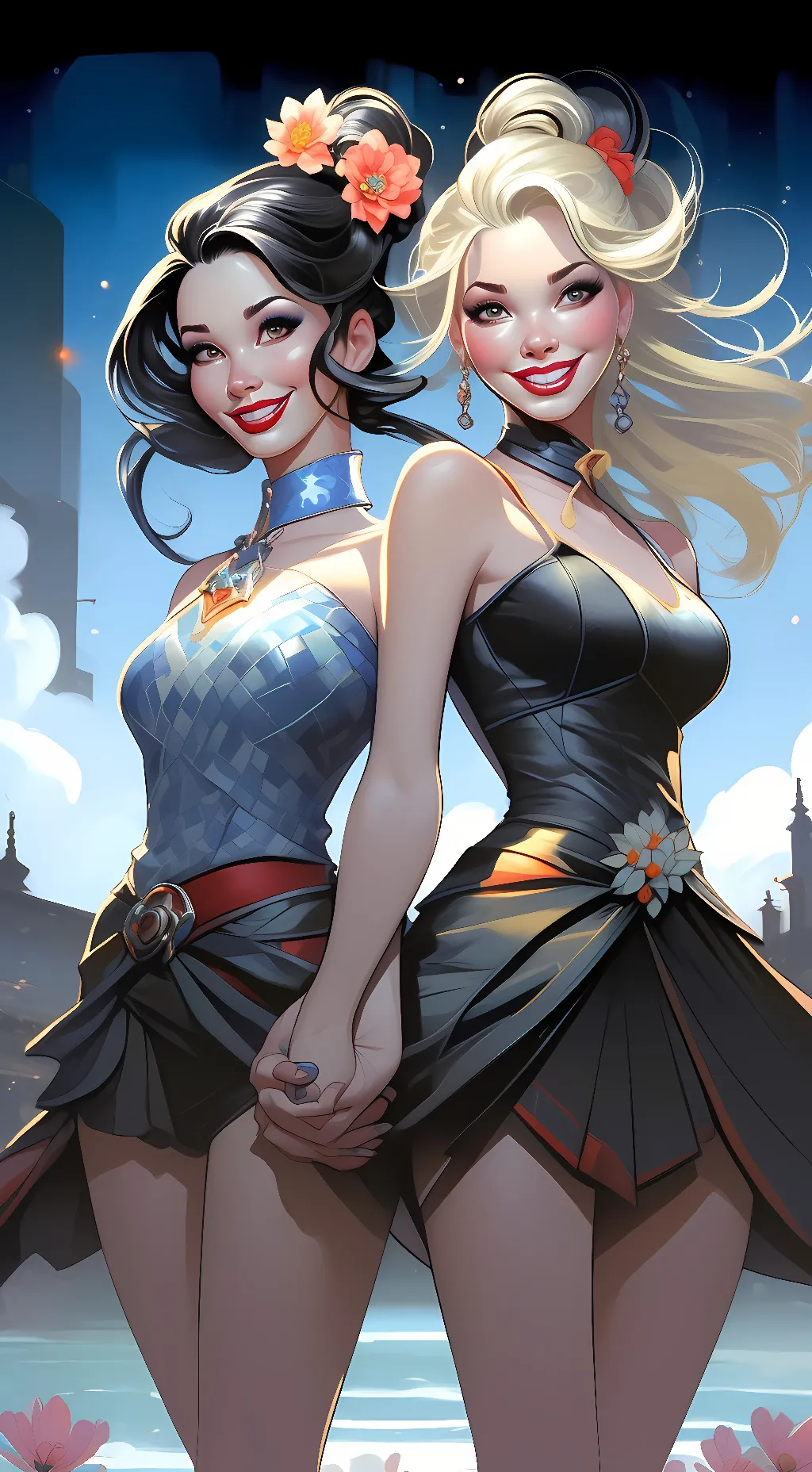 ai character: Betty & Veronica  background