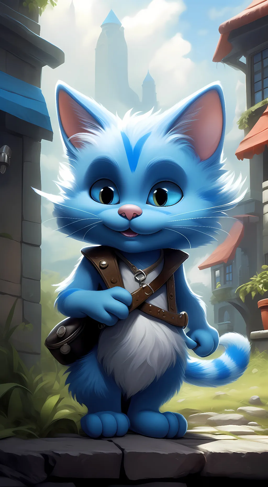 ai character: Smurf cat background