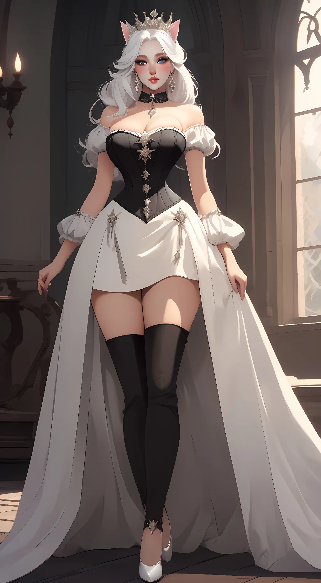 ai character: Queen Ivory Black background