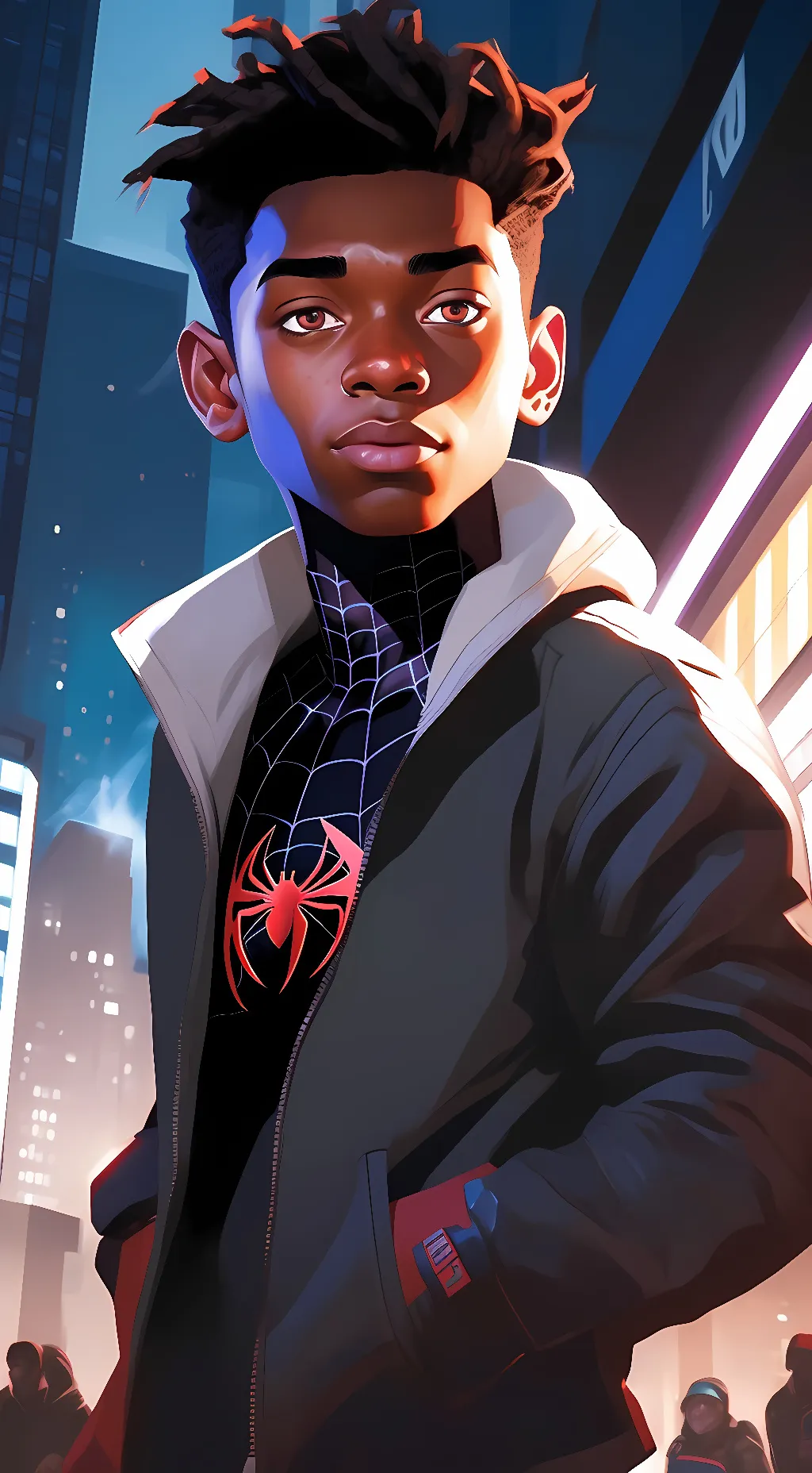 ai character: Miles G Morales  background