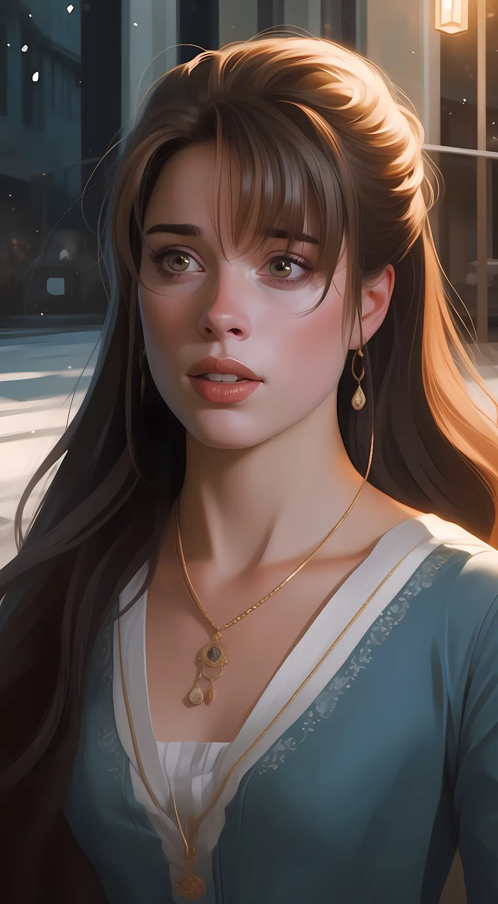 ai character: Sidney Prescott  background