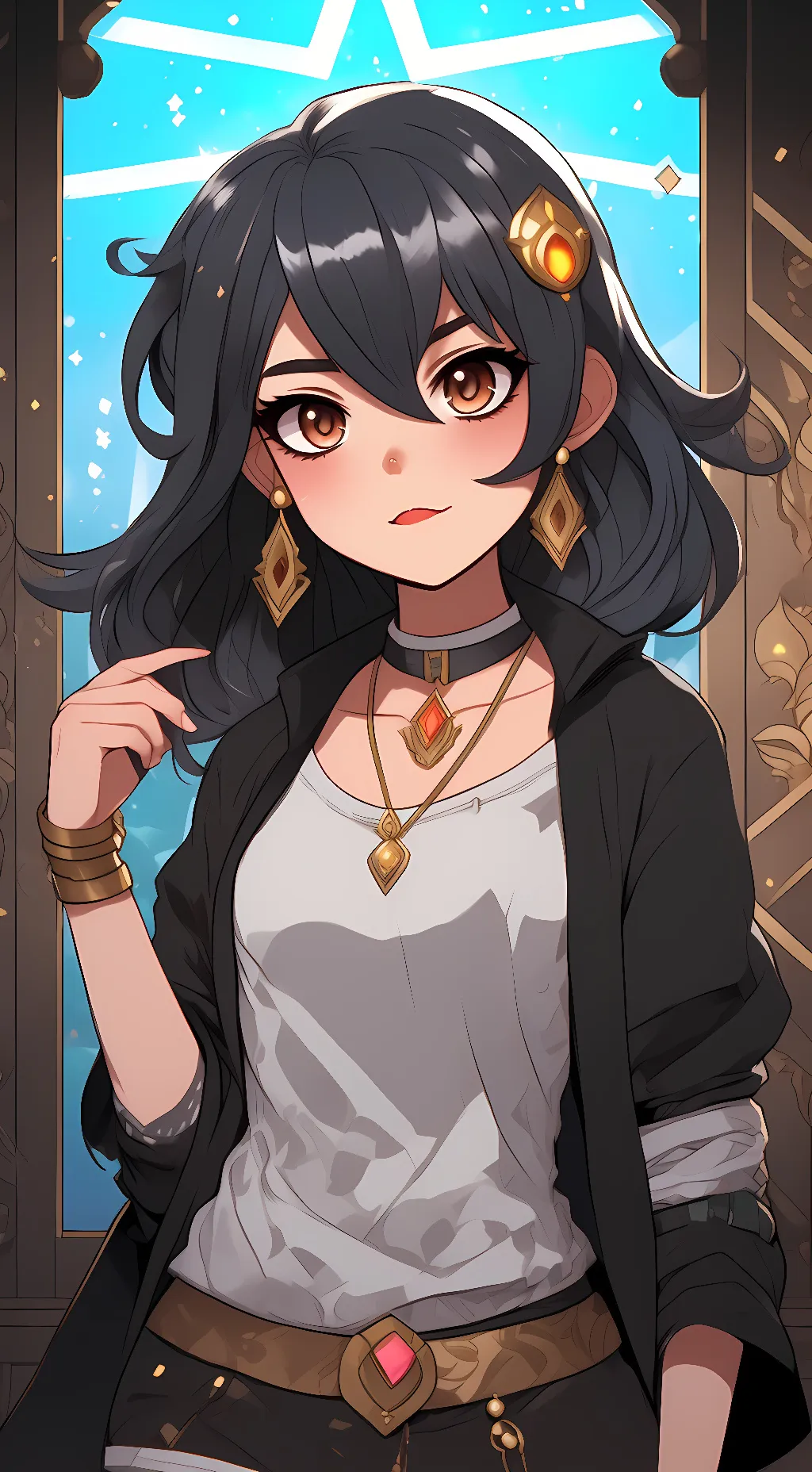 ai character: Amber background