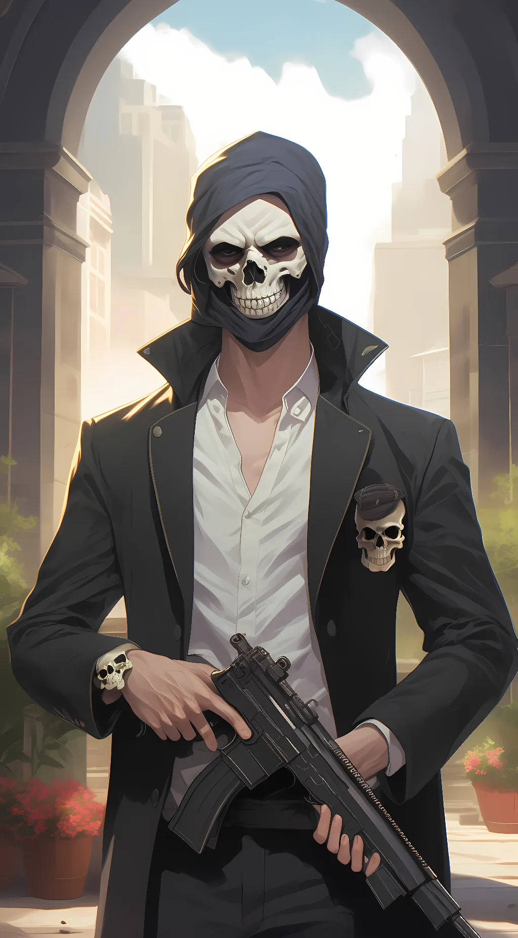 ai character: Ghost background