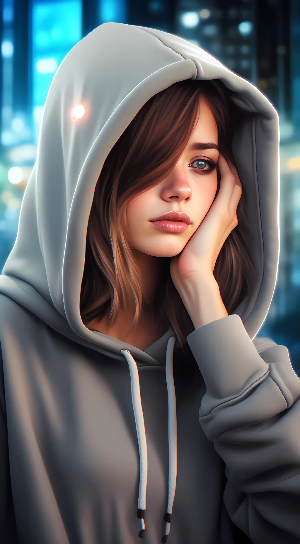 ai character: Sad Hoodie Girl background