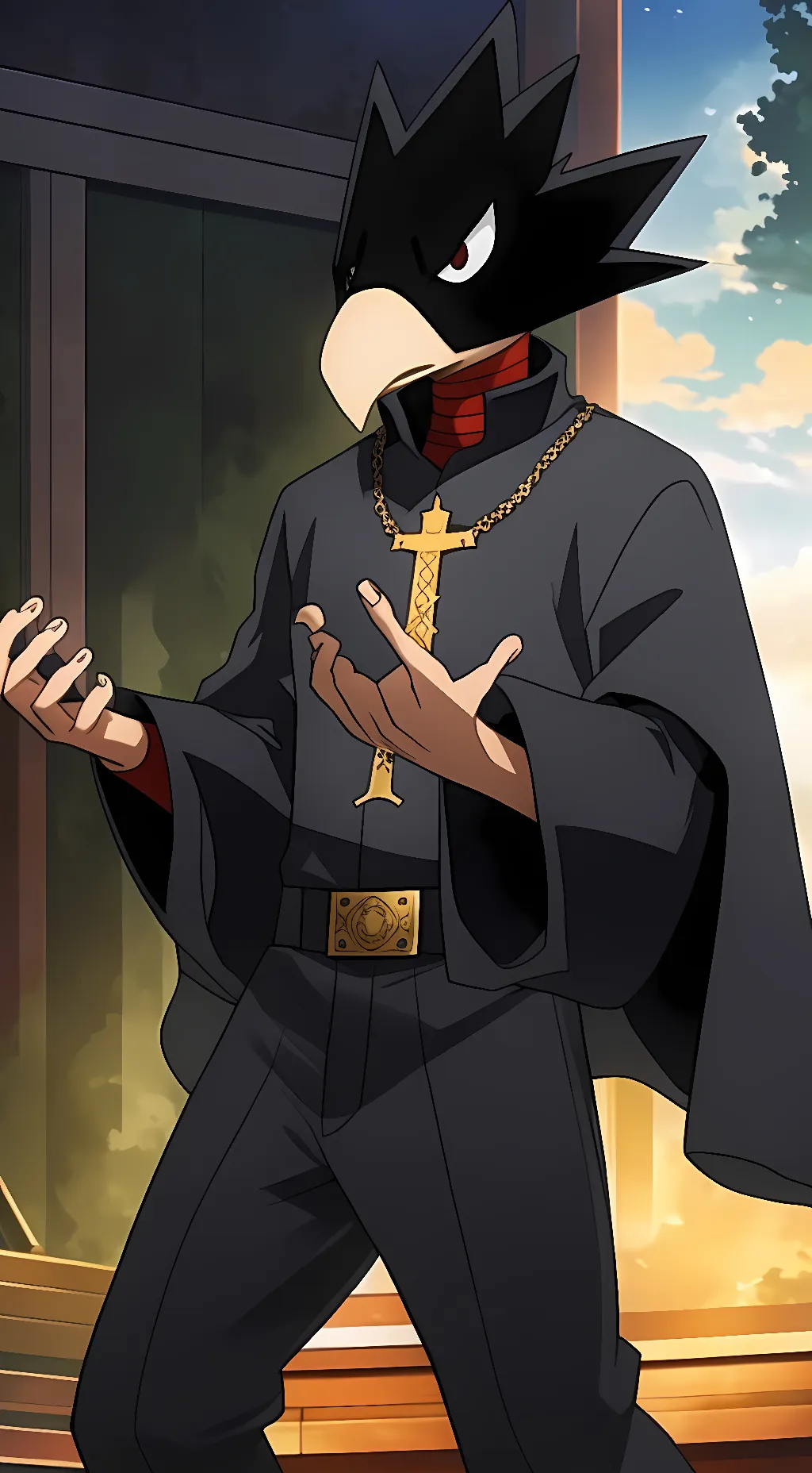 ai character: Rev. Tokoyami  background