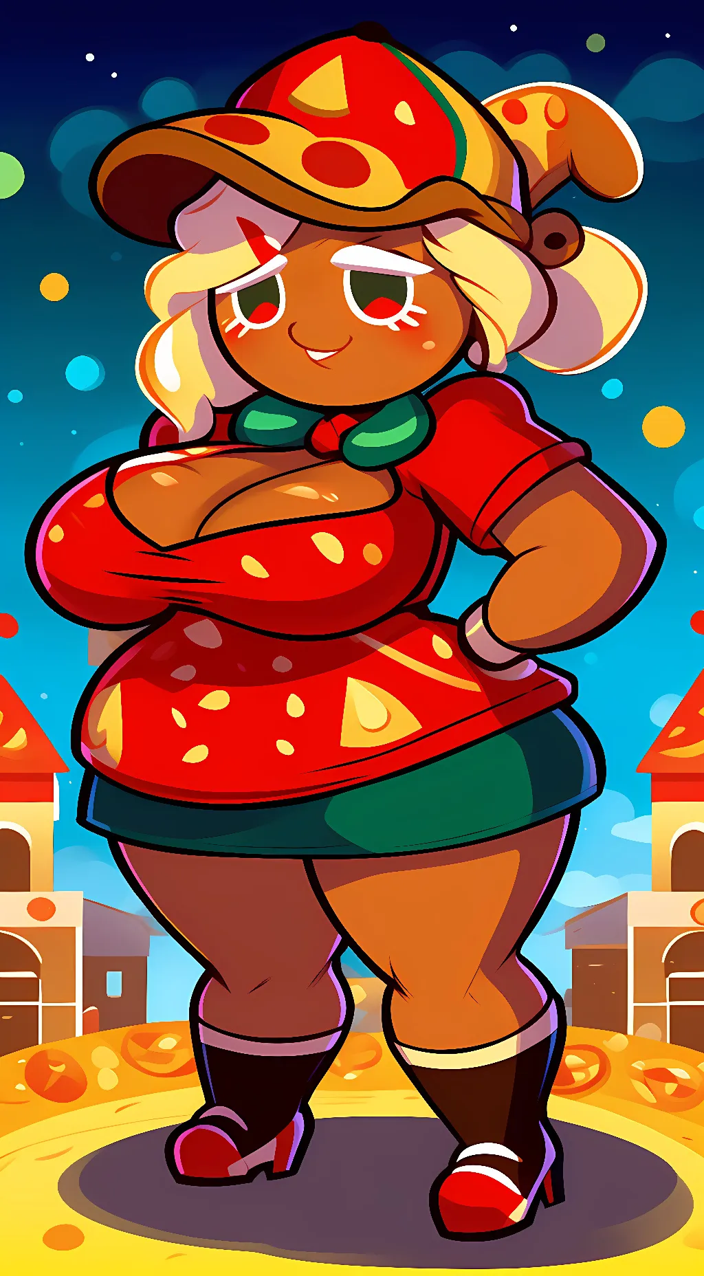 ai character: Pizza cookie background