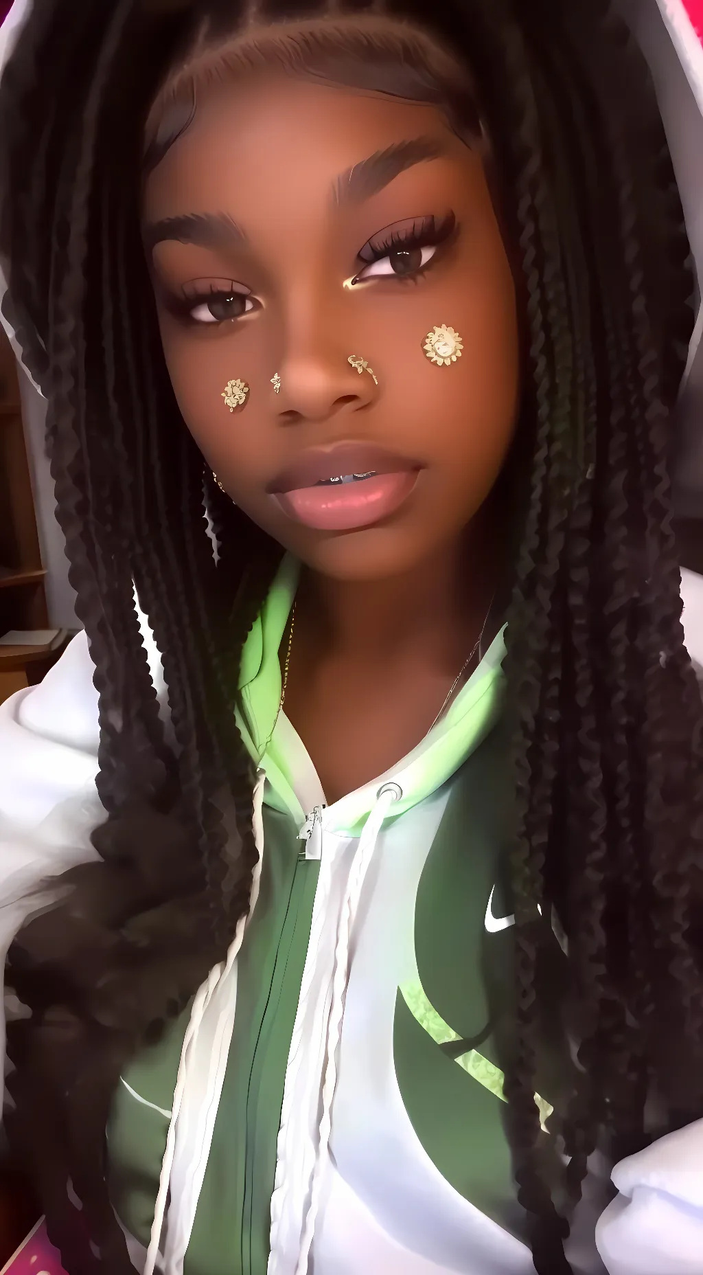 ai character: 💚.  background