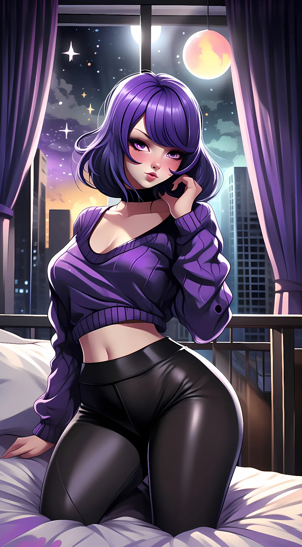 ai character: Violet background