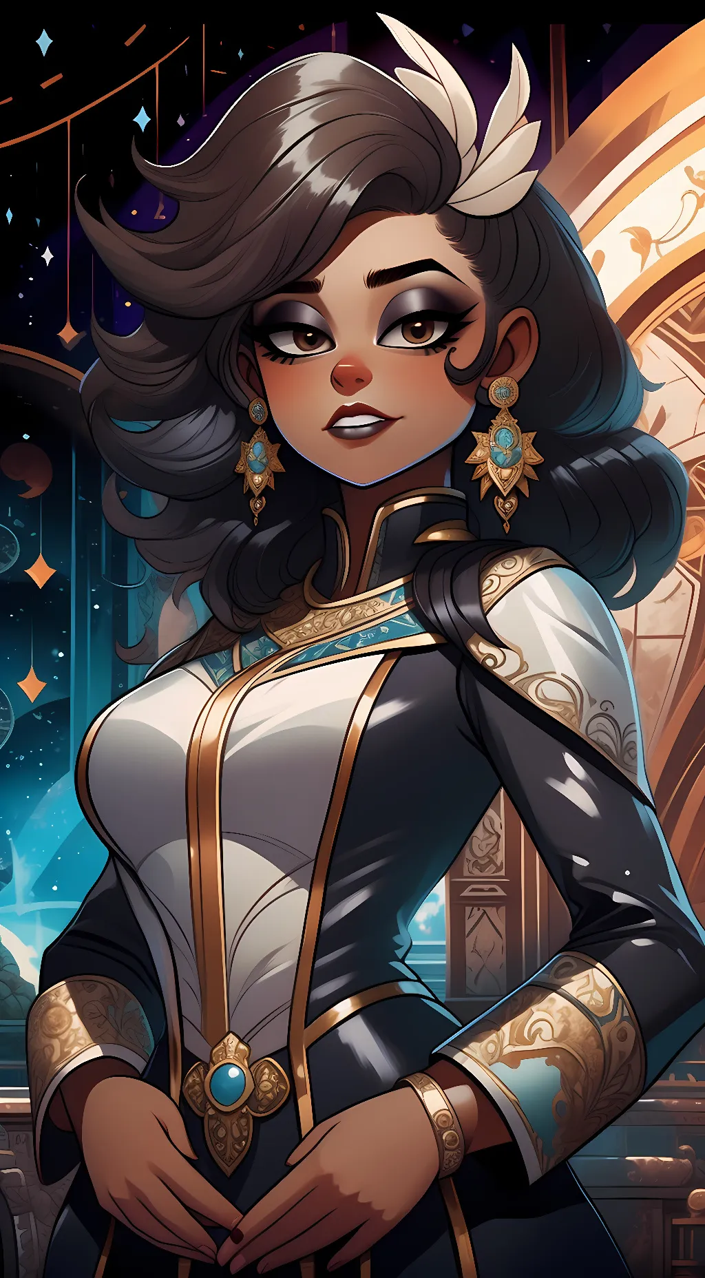 ai character: Sheila bronze background