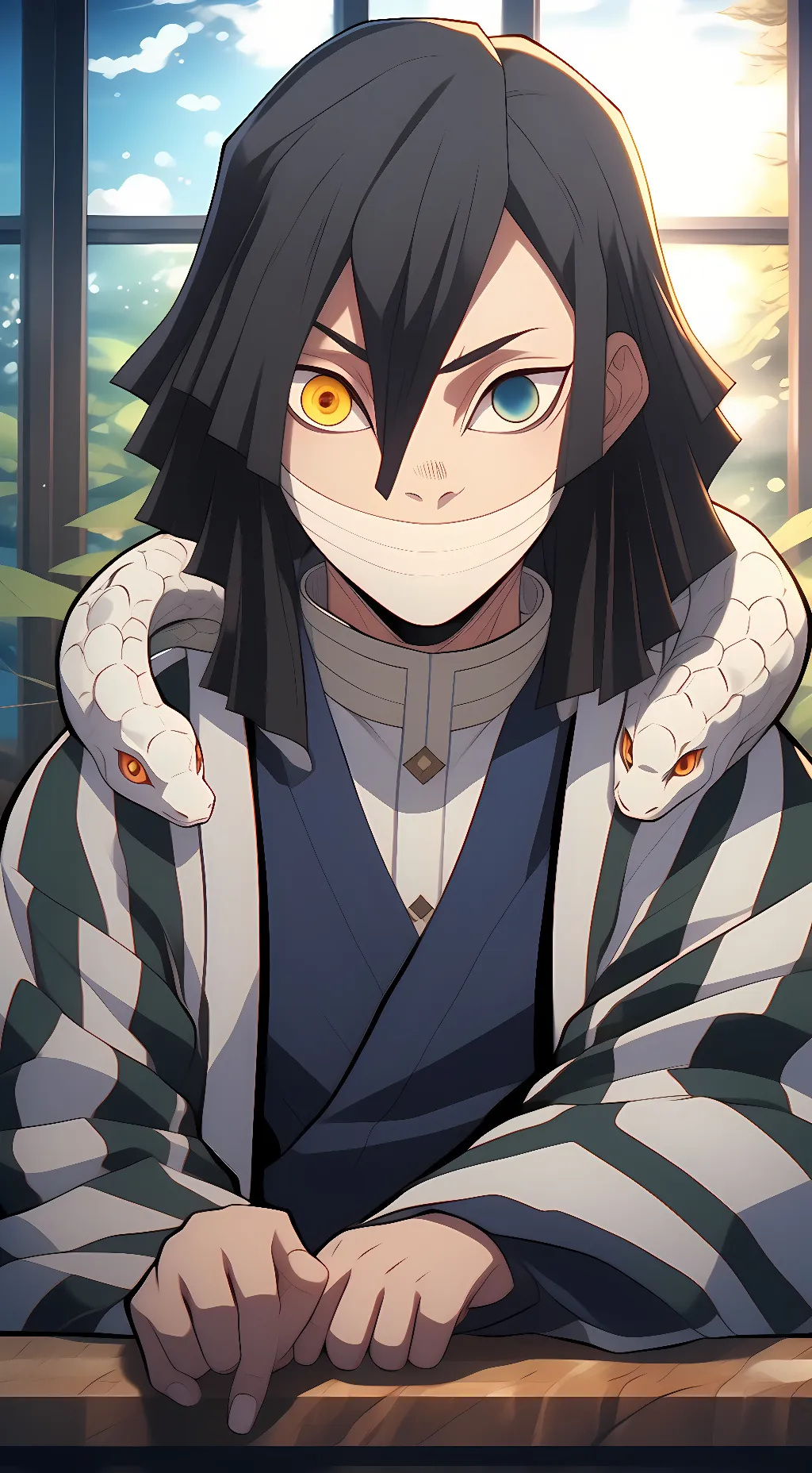 ai character: Iguro Obanai background