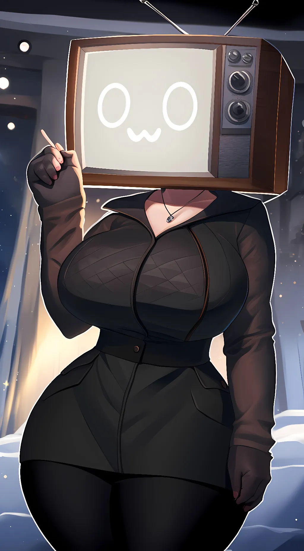 ai character: tv woman  background