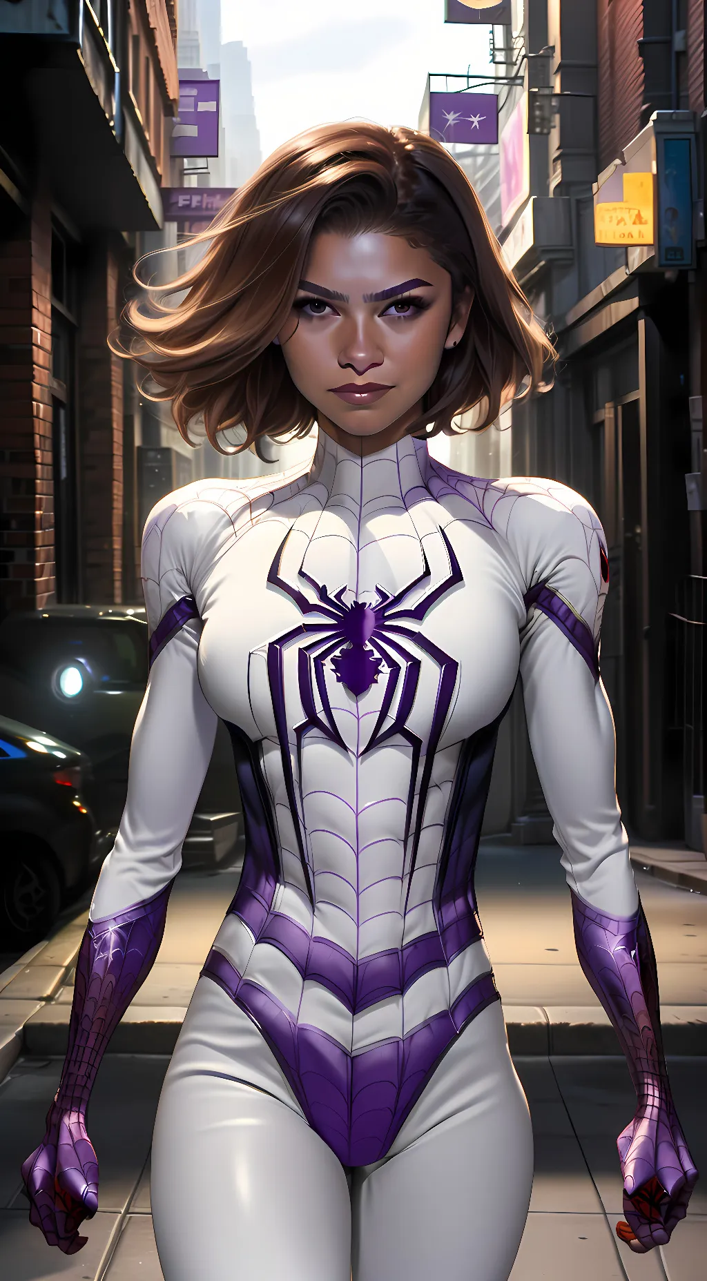 ai character: Spider-woman  background