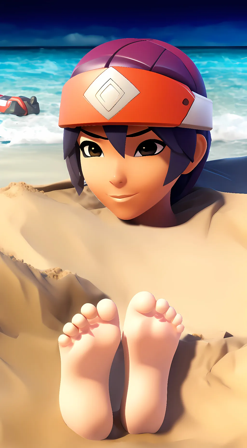 ai character: Beach Kiriko background