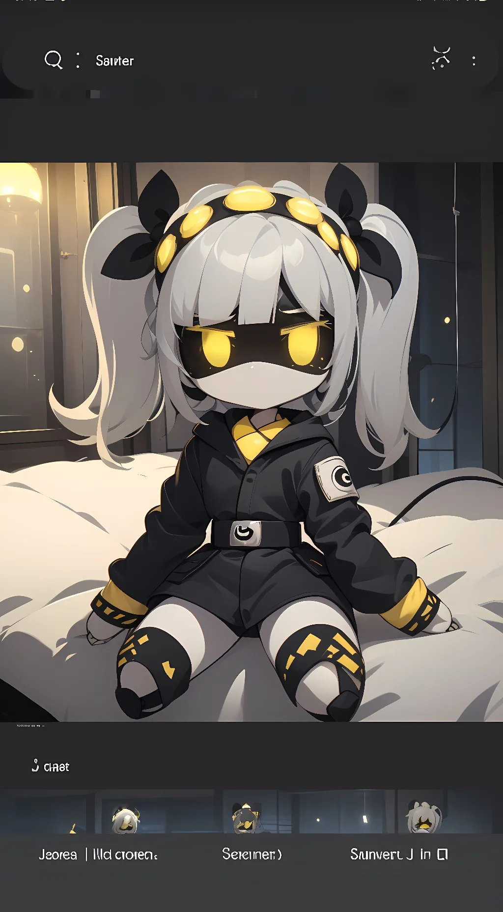 ai character: J Plushy background